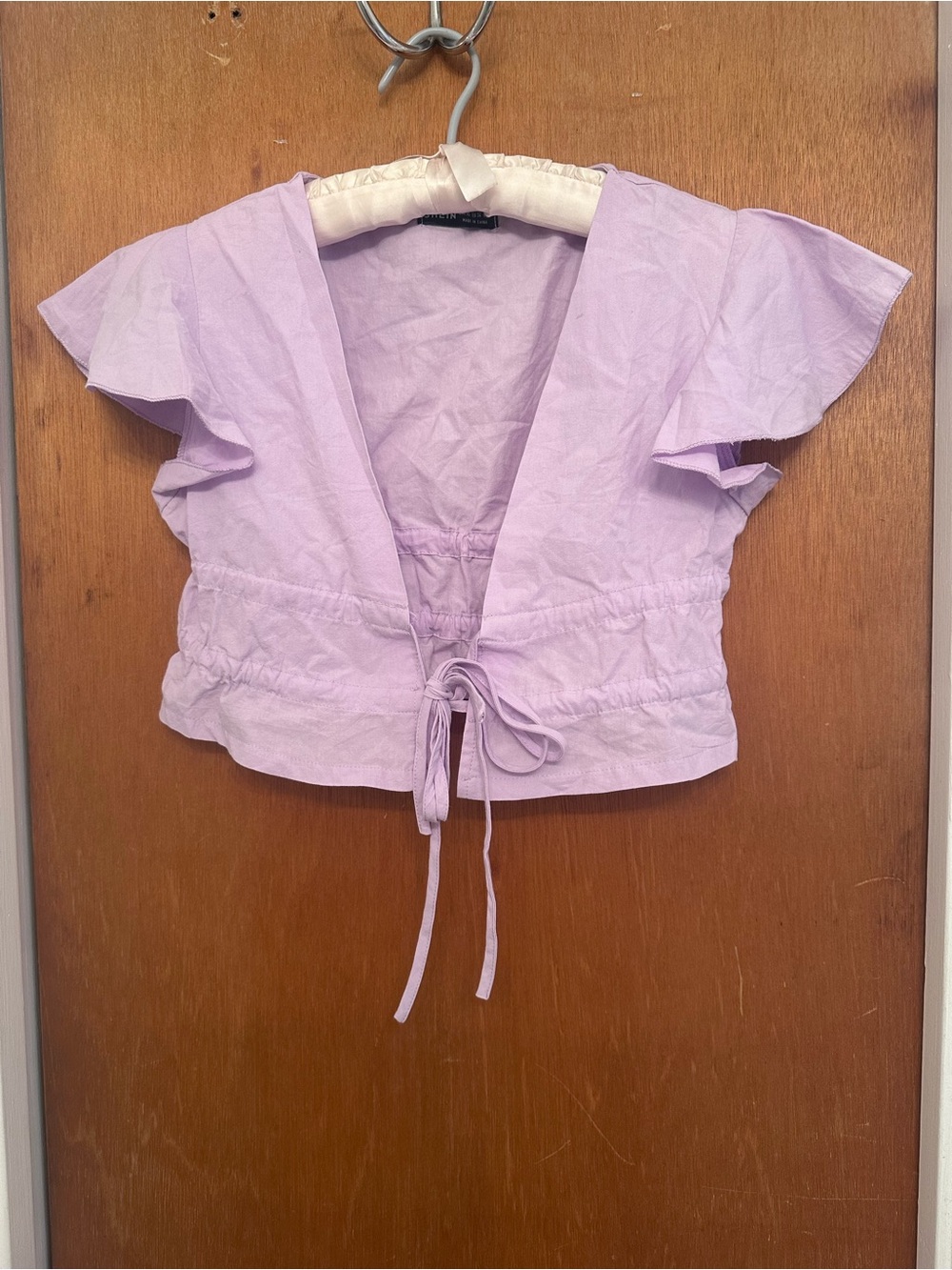 Lavender Tie-Front Crop Top